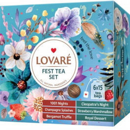 Lovare Коллекция пакетированного чая  "Fest Tea Set" 90 пакетов ассорти - 6 видов по 15 шт (4820198879907)