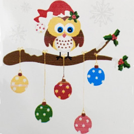 STRATEG Картина за номерами Сова на дереві з новорічними шарами розміром 20х20 см HH6330