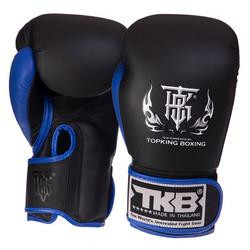 Top King Рукавички боксерські шкіряні Reborn TKBGRB / розмір 16oz, чорний/синій