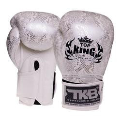 Top King Боксерські рукавички шкіряні Super Snake TKBGSS-02 / розмір 16oz, білий/срібний