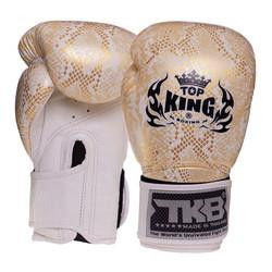 Top King Боксерські рукавички шкіряні Super Snake TKBGSS-02 / розмір 16oz, білий/золотий - зображення 1