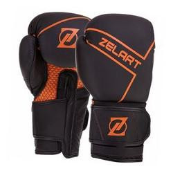 Zelart Перчатки боксерские кожаные на липучке VL-3149, размер 12oz, черный