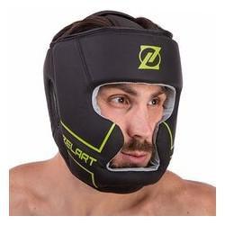 Zelart Шлем боксерский с полной защитой кожаный VL-3151, размер S, черный/салатовый - зображення 1