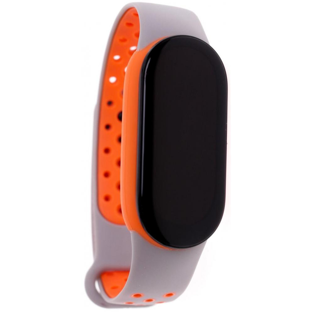 Climber Ремінець  for Xiaomi Mi Band 7 - Silicone Two-color Grey orange - зображення 1