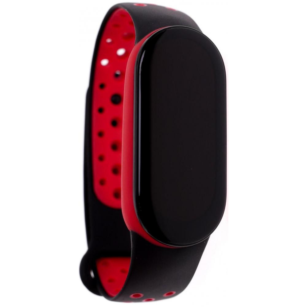 Climber Ремінець  for Xiaomi Mi Band 7 - Silicone Two-color Black red - зображення 1