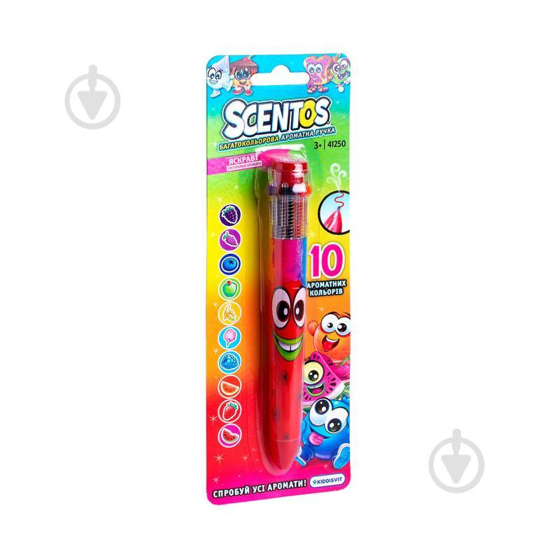 Scentos Многоцветная ароматная шариковая ручка Волшебное настроение, 10 цветов, голубой корпус (41250) - зображення 1
