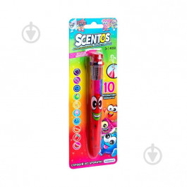 Scentos Многоцветная ароматная шариковая ручка Волшебное настроение, 10 цветов, голубой корпус (41250)