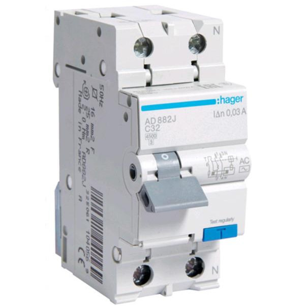 Hager AD890J 40A, 30 mA, С, 4,5KA, AC, 2м - зображення 1