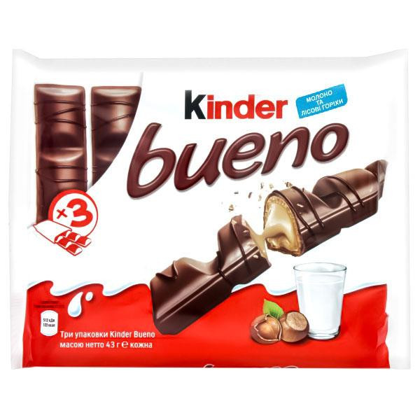 Nestle Набір вафель Kinder Bueno, 3 шт., 132 г (8000500050897) - зображення 1