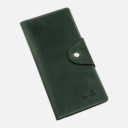 SHVIGEL Бумажник унисекс вертикальный из винтажной кожи на кнопках  16179 Зеленый