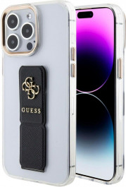 CG Mobile Guess PU Grip Stand 4G Metal Logo для iPhone 15 Pro Max Black (GUHCP15LHGSSA4K)