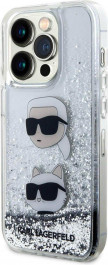 CG Mobile Karl Lagerfeld Liquid Glitter Karl and Choupette Head для iPhone 15 Pro Silver (KLHCP14LLDHKCNS)