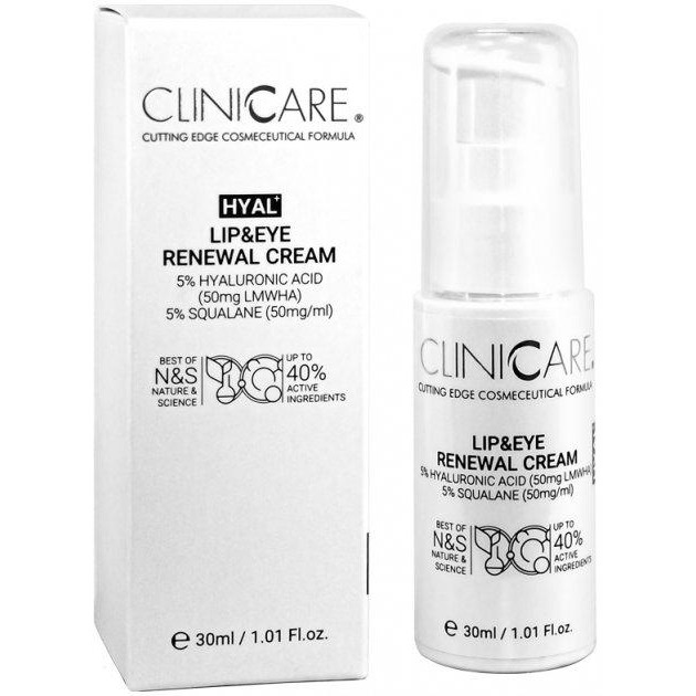 ClinicCare Крем для губ и глаз  Hyal Lip & Eye Renewal Cream Восстанавливающий 30 мл (635346370137) - зображення 1