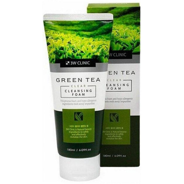 3W CLINIC Пінка для вмивання  Green Tea Clear Cleansing Foam із зеленим чаєм 180 мл (8809494585183) - зображення 1