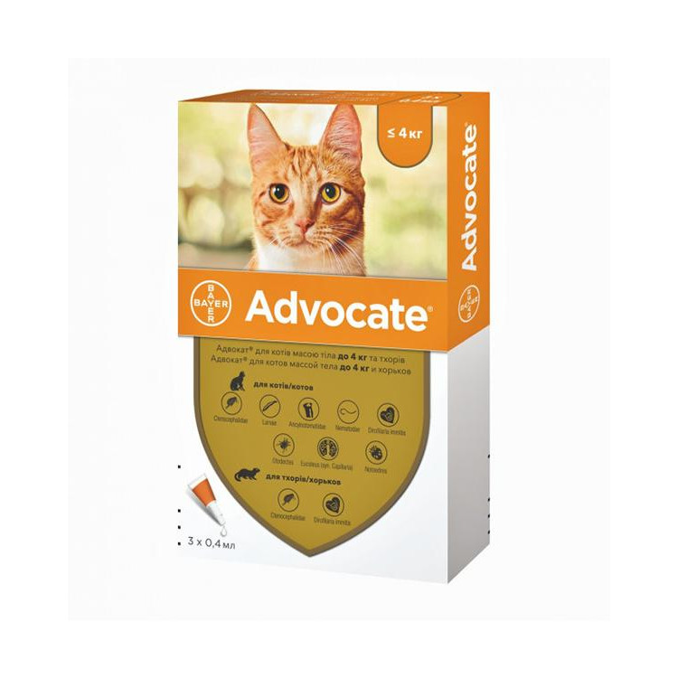 Bayer Advocate для котов весом до 4 кг 1 пипетка - зображення 1