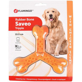 Karlie-Flamingo Rubber Flexo Saveo Triple Bone Chicken потрійна кістка жувальна для собак, смак курки 15.5 (54145)