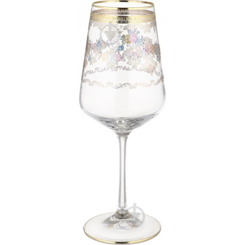 Combi Набір бокалів для вина 350 мл Giardino з золотим декором 6 шт. (G1082Z-S350) - зображення 1