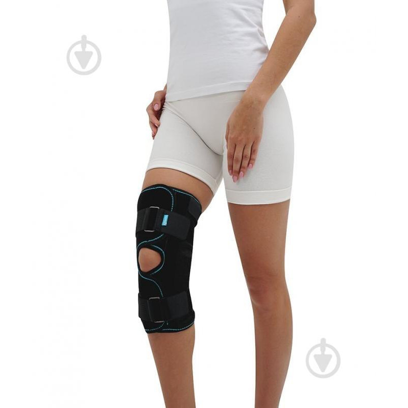 Алком Бандаж на колінний суглоб із поліцентричними шарнірами роз’ємний  3052 р. 4 чорний - зображення 1
