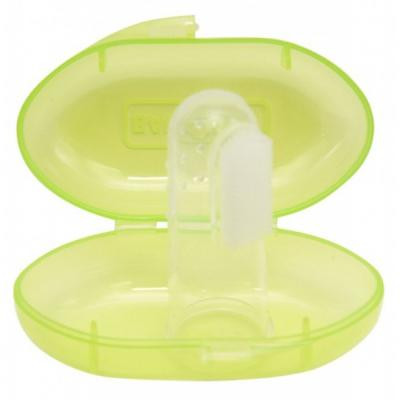 Baby Team Дитяча зубна щітка  силіконова щітка-масажер з контейнером (7200_салатовый) силиконовая щетка-массаж - зображення 1