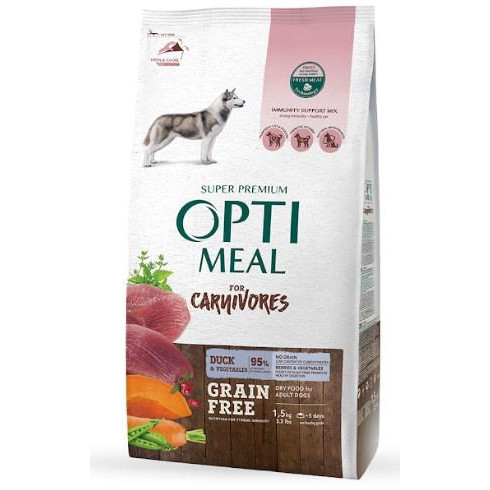 Optimeal Adult Dog Grain Free Carnivores утка и овощи 1,5 кг (4820083905872) - зображення 1