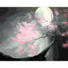 STRATEG Картина за номерами ПРЕМІУМ Сакура в місяці з лаком та з рівнем розміром 40х50 см GS1484 - зображення 1