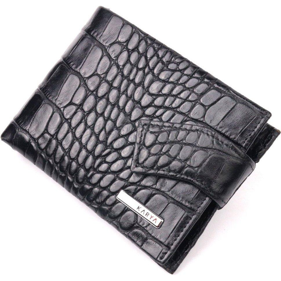 Karya Чоловічий гаманець із затискачем для купюр з натуральної фактурної шкіри під крокодила  (2421043) - зображення 1