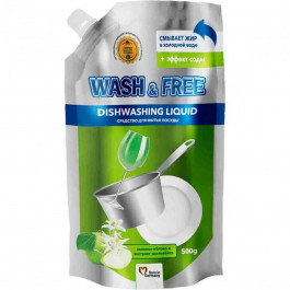 Wash&Free Засіб для ручного миття посуду  Зелене яблуко і екстракт едельвейса (Doypack) 0,5л (4260637724656)