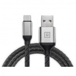 REAL-EL Premium USB A - Type C Leather 1m Black/Silver (EL123500049)