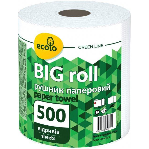 Ecolo Паперові рушники  Big Roll 2 шари 500 відривів (4820202896111) - зображення 1