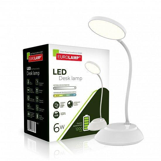 EUROLAMP LED SMART 6W 2800-6500K dimmable USB+BATTERY білий (LED-TLB-6W(white)USB) - зображення 1
