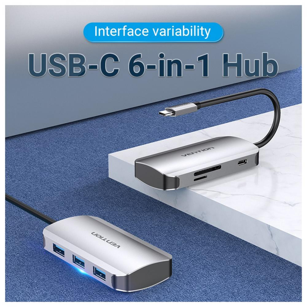 Vention Hub 6-in-1 USB 3.1 Type-C (TNHHB) - зображення 1