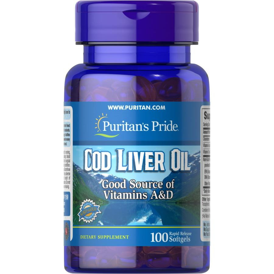 Puritan's Pride Cod Liver Oil 415 mg 100 капс - зображення 1