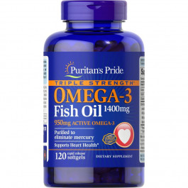   Puritan's Pride Triple Strength Omega 3 Fish Oil 1400 mg, 120 капсул