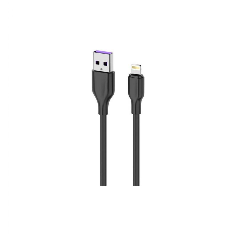 2E USB 2.0 to Lightning 1m Glow Black (2E-CCAL-BL) - зображення 1