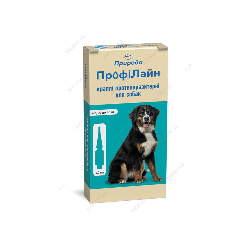 Природа Капли от блох и клещей ПрофиЛайн для собак от 20 до 40 кг 1 пипетки х 3 мл PR241270 (4823082412709) - зображення 1