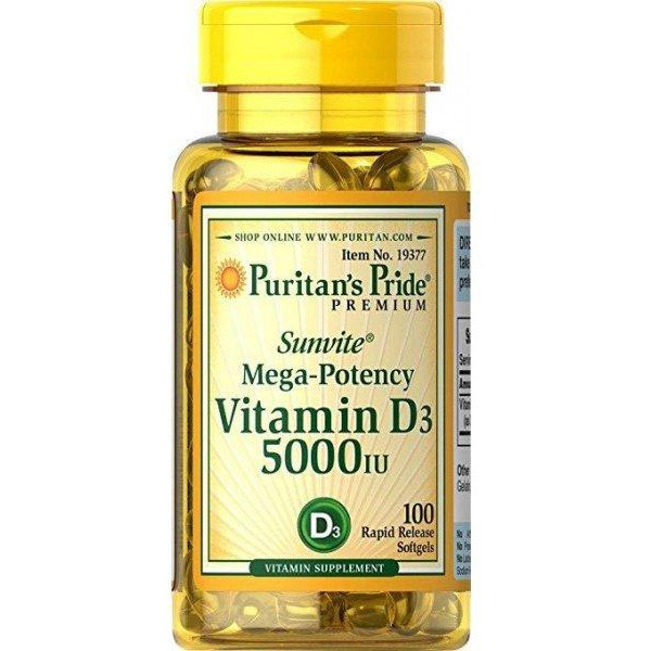 Puritan's Pride Vitamin D3 5000 IU 100 caps (PTP-19377) - зображення 1