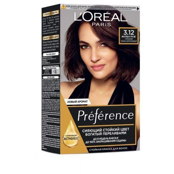 L'Oreal Paris Краска для волос L’ Preference 3.12 Мулен Руж Глубокий темно-коричневый (3600522769248) - зображення 1