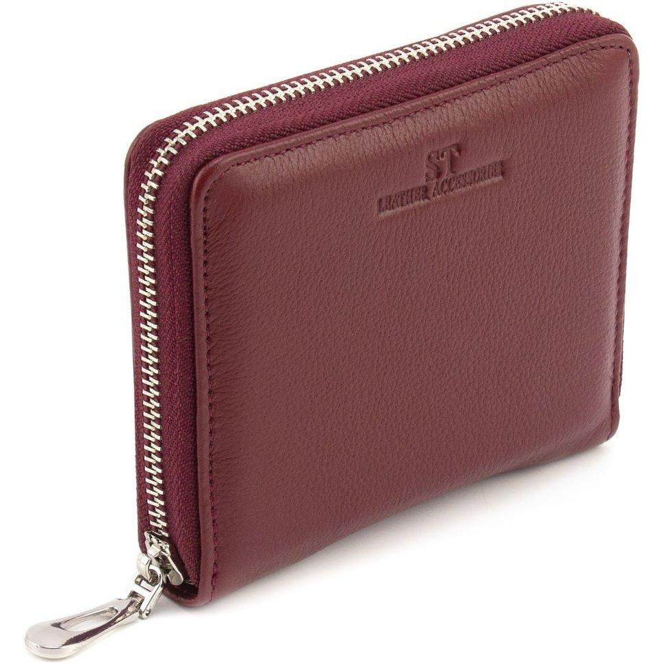 ST Leather Жіночий гаманець з натуральної шкіри бордового кольору на блискавці  1767284 - зображення 1