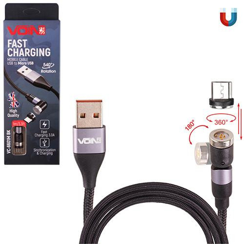 VOIN USB to Micro USB 1m Black (VC-6601M BK) - зображення 1