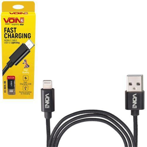 VOIN USB to Lightning 3А 1m Black (CC-1801L BK) - зображення 1