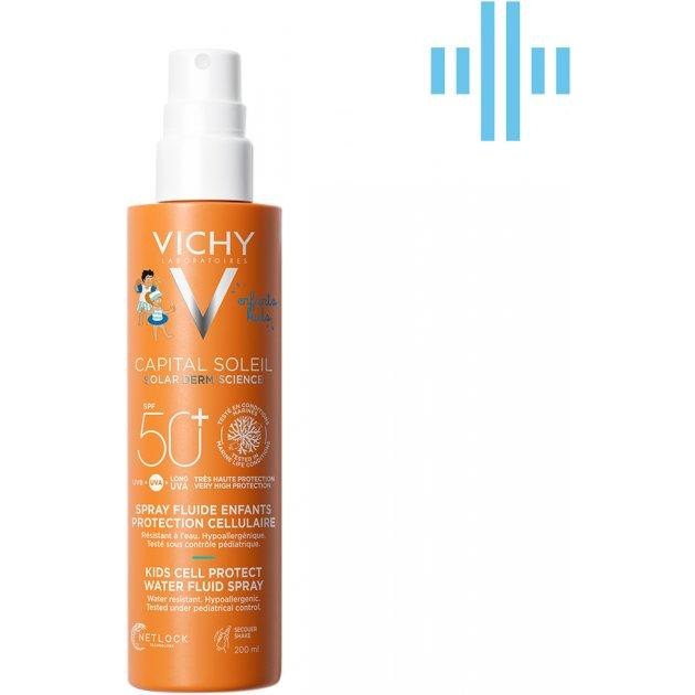 Vichy Солнцезащитный водостойкий спрей-флюид  Capital Soleil для чувствительной кожи детей SPF50+ 200 мл ( - зображення 1