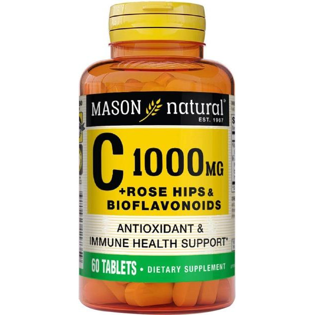 Mason Natural Вітамін С  1000 мг, з шипшиною та біофлавоноїдами 60 таблеток (311845117359) - зображення 1