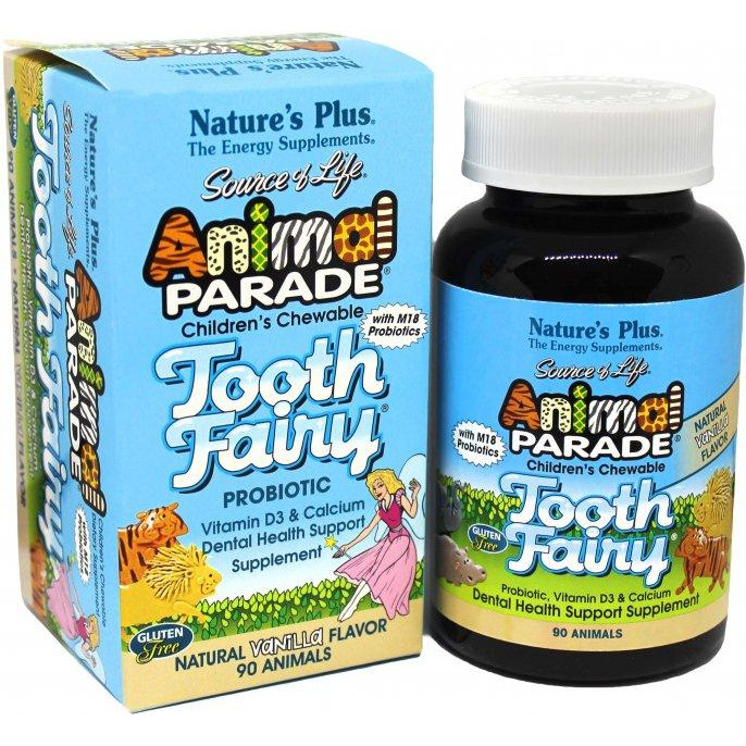 Nature's Plus Animal Parade Tooth Fairy пробіотик для здоров'я зубів Ваніль 90 жувальних таблеток (97467299481) - зображення 1