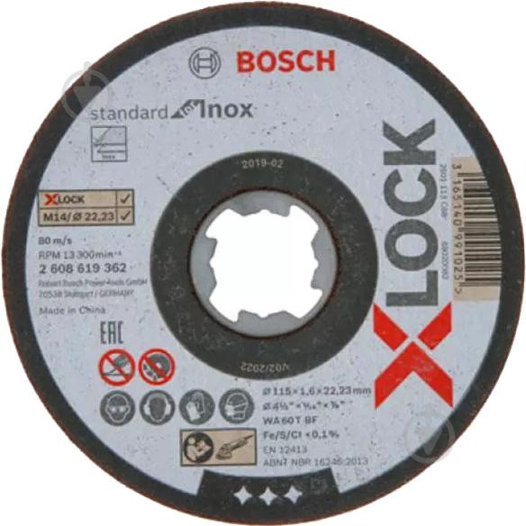 Bosch X-Lock Standard for Inox прямий 115 x 1,6 x 22,23 мм 2608619362 - зображення 1