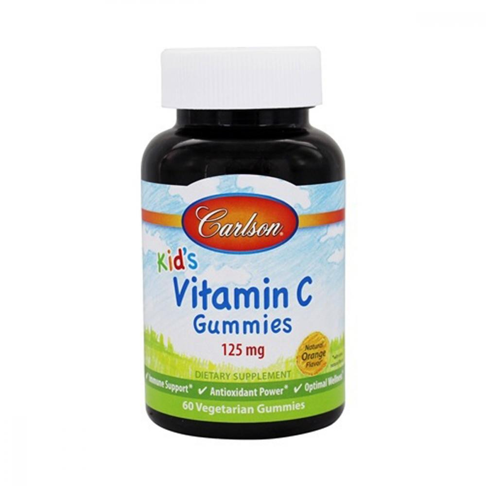 Carlson Labs Vitamin C 125 mg 60 gummies Orange Вітамін С для дітей зі смаком апельсина 125 мг 60 жувальних цукер - зображення 1