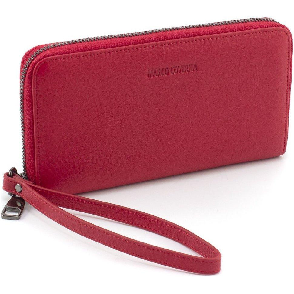 Marco Coverna Довгий жіночий гаманець із натуральної шкіри червоного кольору на блискавці  68680 - зображення 1