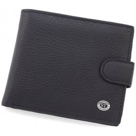 ST Leather Чорне чоловіче портмоне з натуральної зернистої шкіри з блоком під карти  1767460