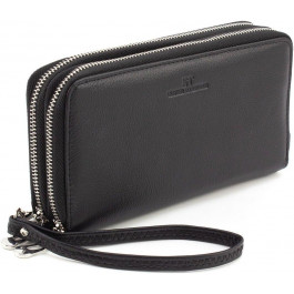ST Leather Чоловічий гаманець-клатч із натуральної шкіри чорного кольору на дві блискавки  1767372