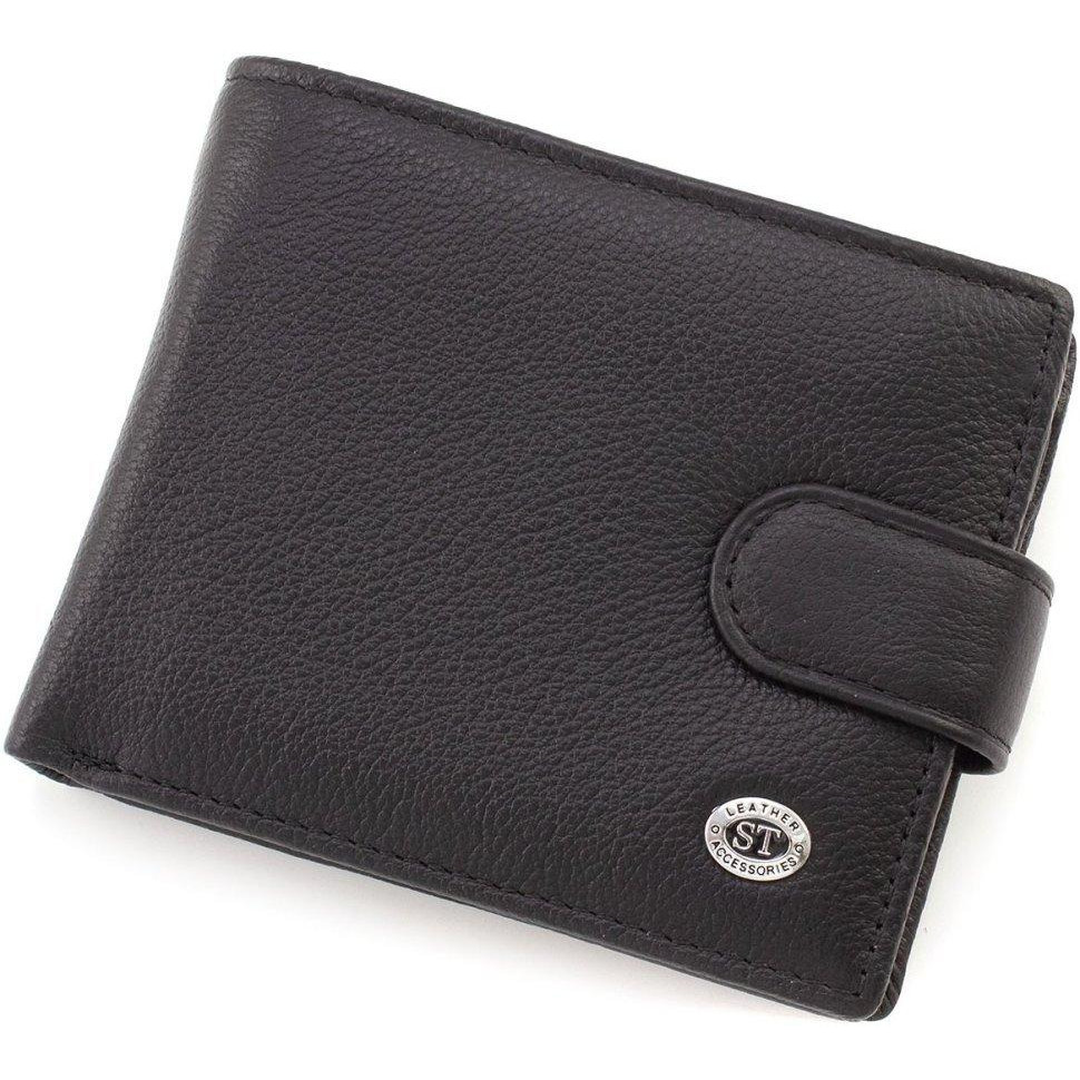 ST Leather Чоловічий портмоне з натуральної шкіри чорного кольору з блоком під карти  1767458 - зображення 1