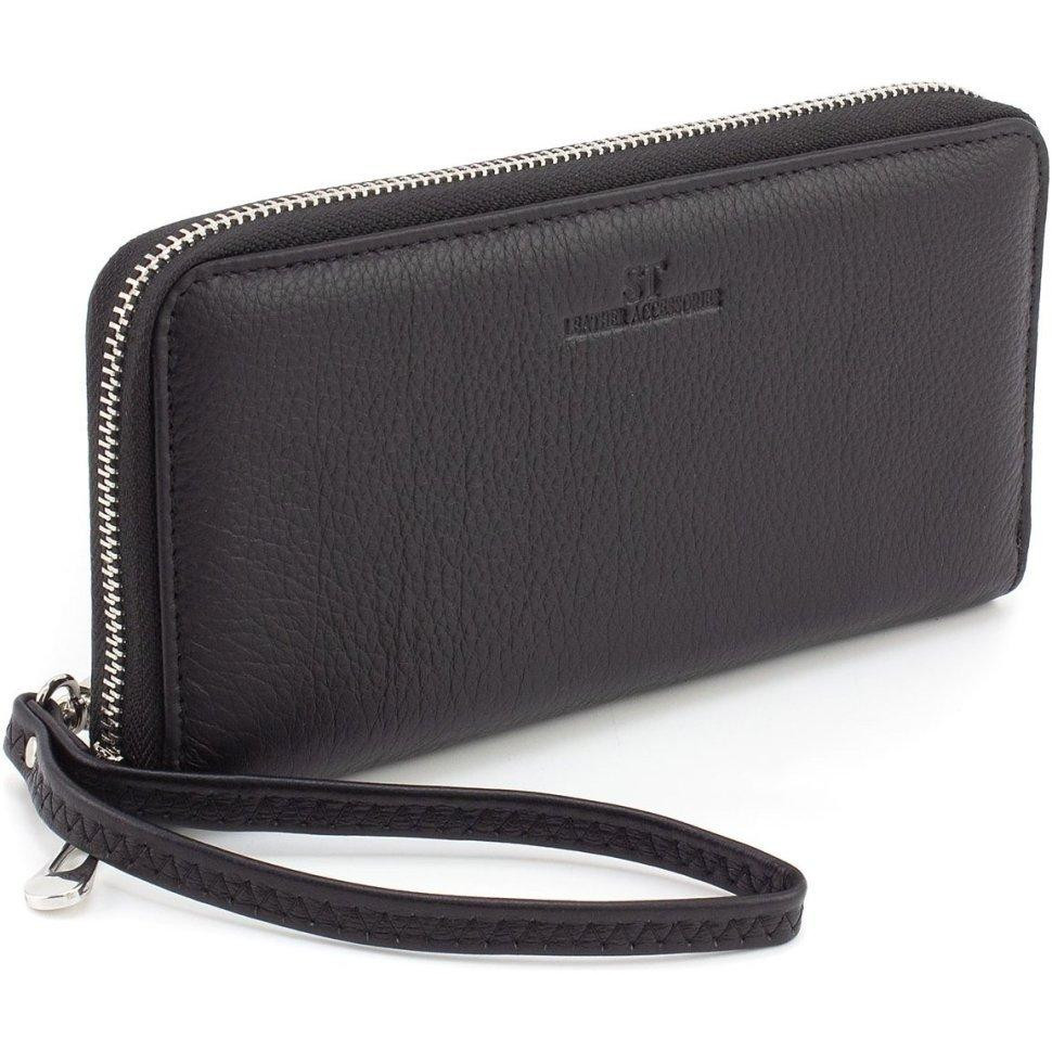 ST Leather Чоловічий гаманець-клатч із натуральної шкіри чорного кольору на змійці  1767431 - зображення 1
